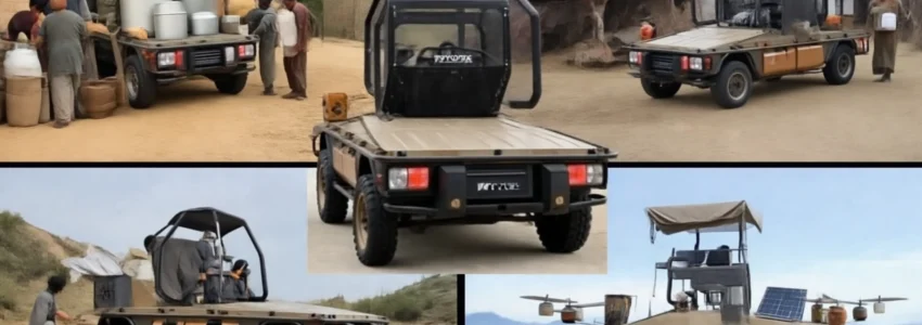 A central modular vehicle (based on Toyota’s kit cars concept), surrounded by three blended vignettes