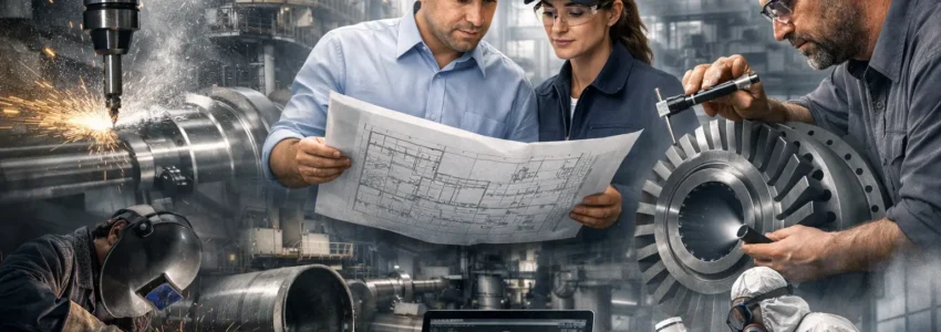 Illustrated engineering workflow highlighting critical stages where tolerance control, finishing, and inspection affect project outcomes.