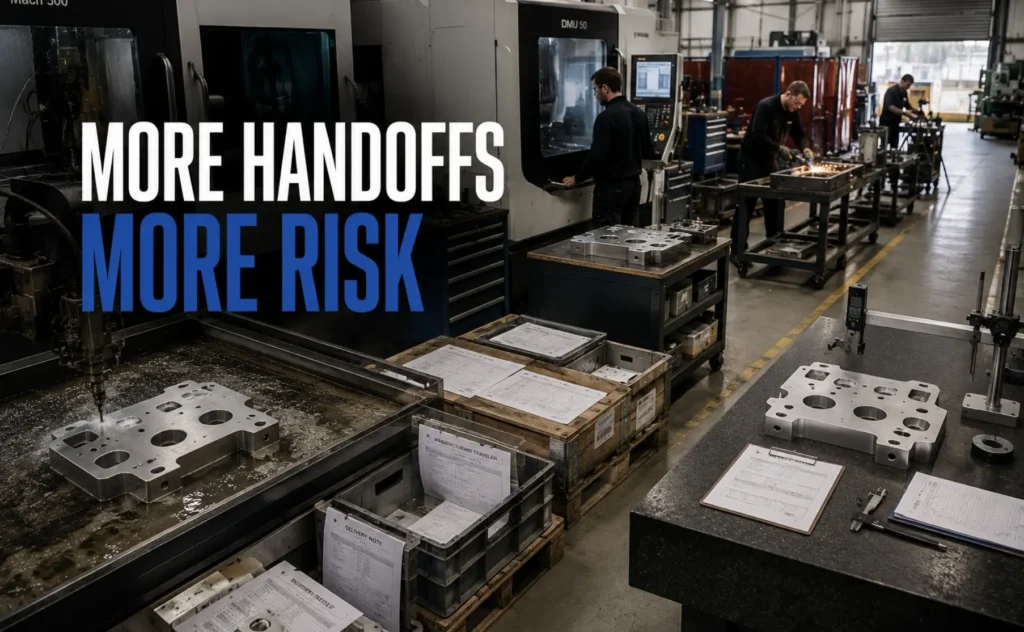 Modern engineering workshop where waterjet cutting, CNC machining, fabrication and inspection operate as an integrated manufacturing workflow under one roof.